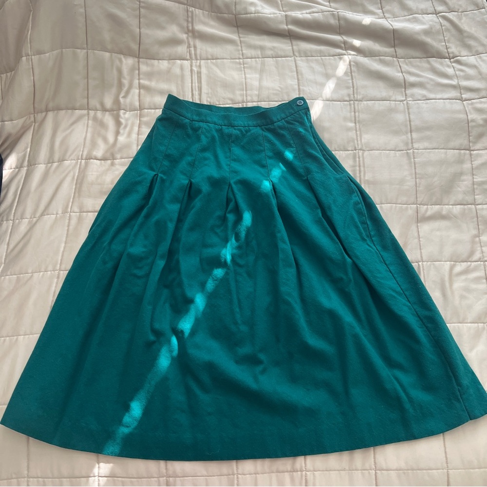 Talbots Vintage Emerald Green Midi Skater Skirt
